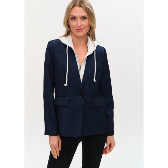 SIX/FIFTY drew blazer with zip up hoodie attached navy blue size medium - Picture 1 of 4